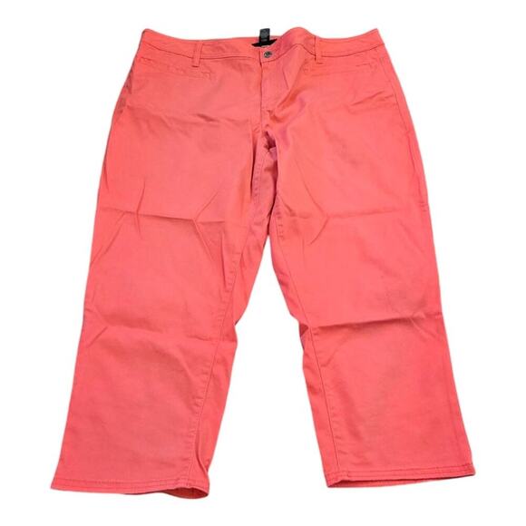 Lane Bryant pink Salmon Capri Cropped Pants Plus Size 22 - Picture 8 of 10